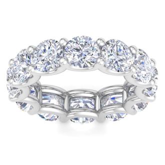 9 3/4 Carat Round Lab Grown Diamond Eternity Ring In Platinum, Ring Size 7.5