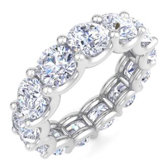 9 3/4 Carat Round Lab Grown Diamond Eternity Ring In Platinum, Ring Size 8