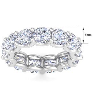 9 3/4 Carat Round Lab Grown Diamond Eternity Ring In Platinum, Ring Size 8.5