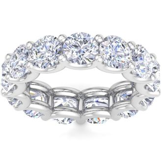 9 3/4 Carat Round Lab Grown Diamond Eternity Ring In Platinum, Ring Size 9