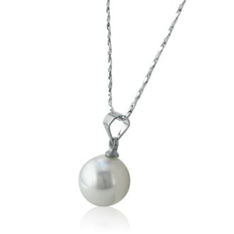 12mm Shell Single Pearl Pendant. Bg Vibrant, Shiny Pearl On A Nice 18 Inch Chain!