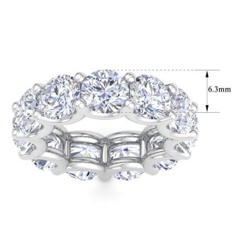 12 Carat Round Lab Grown Diamond Eternity Ring In 14 Karat White Gold, Ring Size 5.5