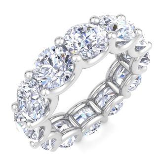 12 Carat Round Lab Grown Diamond Eternity Ring In 14 Karat White Gold, Ring Size 7