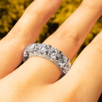 12 Carat Round Lab Grown Diamond Eternity Ring In 14 Karat White Gold, Ring Size 7