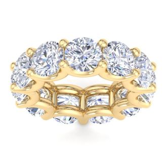 11 Carat Round Lab Grown Diamond Eternity Ring In 14 Karat Yellow Gold, Ring Size 4