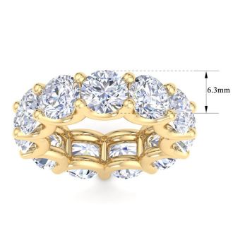 11 Carat Round Lab Grown Diamond Eternity Ring In 14 Karat Yellow Gold, Ring Size 4