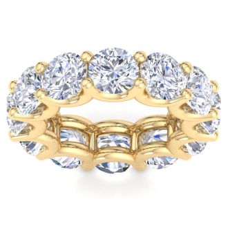12 Carat Round Lab Grown Diamond Eternity Ring In 14 Karat Yellow Gold, Ring Size 6
