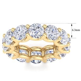 12 Carat Round Lab Grown Diamond Eternity Ring In 14 Karat Yellow Gold, Ring Size 6