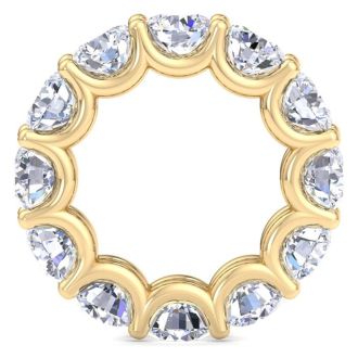 12 Carat Round Lab Grown Diamond Eternity Ring In 14 Karat Yellow Gold, Ring Size 6.5