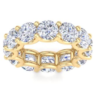 12 Carat Round Lab Grown Diamond Eternity Ring In 14 Karat Yellow Gold, Ring Size 7