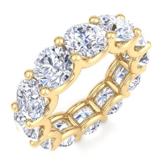 12 Carat Round Lab Grown Diamond Eternity Ring In 14 Karat Yellow Gold, Ring Size 7