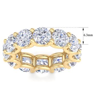 12 Carat Round Lab Grown Diamond Eternity Ring In 14 Karat Yellow Gold, Ring Size 7.5