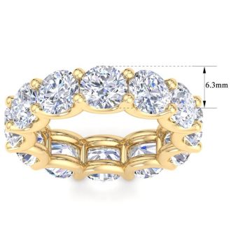 12 Carat Round Lab Grown Diamond Eternity Ring In 14 Karat Yellow Gold, Ring Size 8