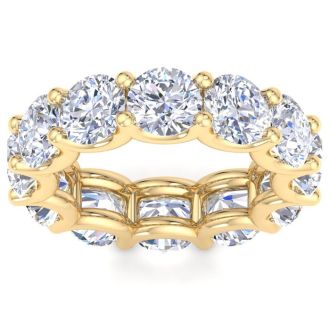 13 Carat Round Lab Grown Diamond Eternity Ring In 14 Karat Yellow Gold, Ring Size 8.5
