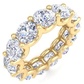 13 Carat Round Lab Grown Diamond Eternity Ring In 14 Karat Yellow Gold, Ring Size 9