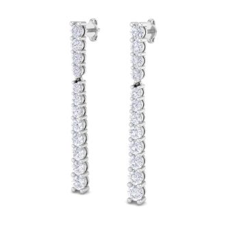 2 Carat Diamond Bar Earrings In 14 Karat White Gold