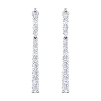 2 Carat Diamond Bar Earrings In 14 Karat White Gold