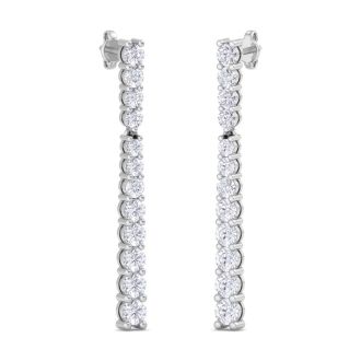 2 Carat Diamond Bar Earrings In 14 Karat White Gold
