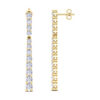 2 Carat Diamond Bar Earrings In 14 Karat Yellow Gold