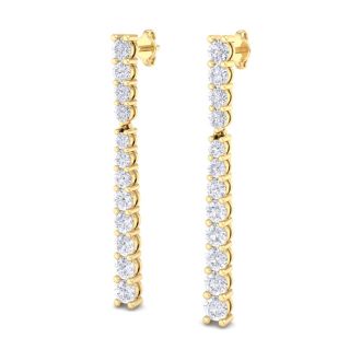 2 Carat Diamond Bar Earrings In 14 Karat Yellow Gold