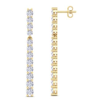 4 Carat Diamond Bar Earrings In 14 Karat Yellow Gold