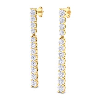 4 Carat Diamond Bar Earrings In 14 Karat Yellow Gold