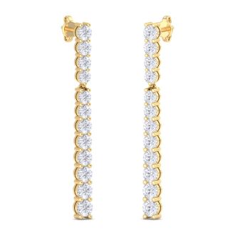 4 Carat Diamond Bar Earrings In 14 Karat Yellow Gold