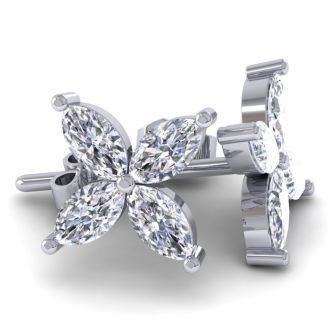 2 Carat Lab Grown Diamond Cluster Stud Earrings In 14 Karat White Gold