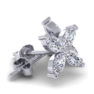 2 Carat Lab Grown Diamond Cluster Stud Earrings In 14 Karat White Gold