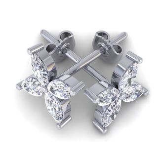 2 Carat Lab Grown Diamond Cluster Stud Earrings In 14 Karat White Gold