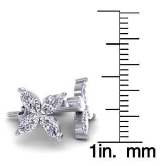 2 Carat Lab Grown Diamond Cluster Stud Earrings In 14 Karat White Gold