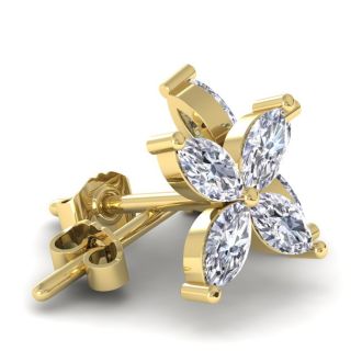 2 Carat Lab Grown Diamond Cluster Stud Earrings In 14 Karat Yellow Gold