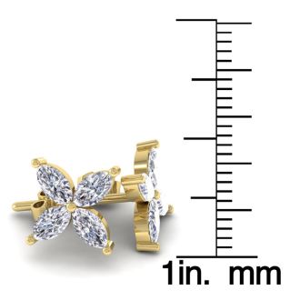 2 Carat Lab Grown Diamond Cluster Stud Earrings In 14 Karat Yellow Gold