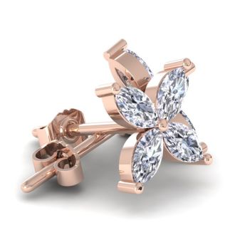 2 Carat Lab Grown Diamond Cluster Stud Earrings In 14 Karat Rose Gold