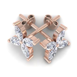 2 Carat Lab Grown Diamond Cluster Stud Earrings In 14 Karat Rose Gold