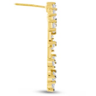 2 1/2 Carat Lab Grown Diamond Hoop Earrings In 14K Yellow Gold, 1 Inch