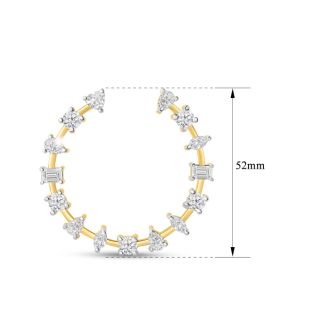 2 1/2 Carat Lab Grown Diamond Hoop Earrings In 14K Yellow Gold, 1 Inch