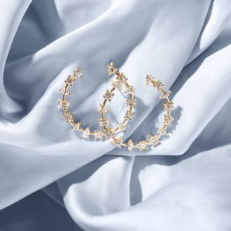 2 1/2 Carat Lab Grown Diamond Hoop Earrings In 14K Yellow Gold, 1 Inch