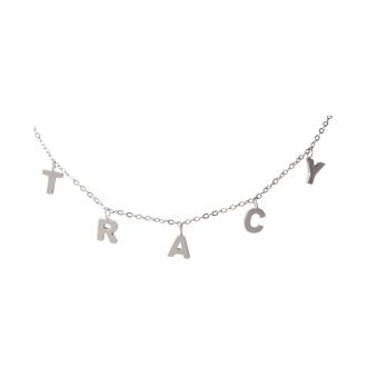 Tracy Name Necklace In White Gold Overlay, 8MM - 16 Inch Chain
