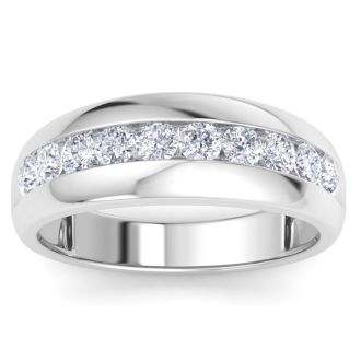 Men's 1ct Lab Grown Diamond Ring In 14K White Gold