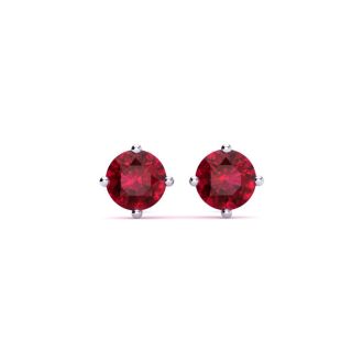 1/2 Carat Natural Ruby Stud Earrings in Sterling Silver