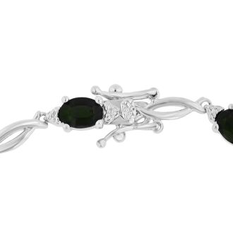 3-1/2 Carat Opal Bracelet with Diamonds In Platinum Overlay, 7 Inches