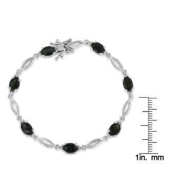 3-1/2 Carat Opal Bracelet with Diamonds In Platinum Overlay, 7 Inches