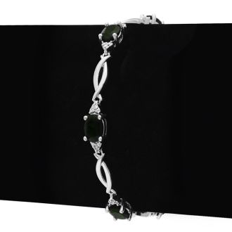 3-1/2 Carat Opal Bracelet with Diamonds In Platinum Overlay, 7 Inches