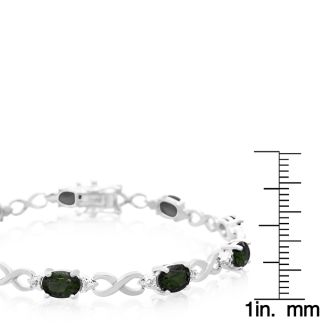 9 Carat Black Opal and Diamond Bracelet, Platinum Overlay, 7 Inches