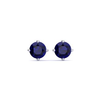 1/2 Carat Natural Blue Sapphire Stud Earrings in Sterling Silver
