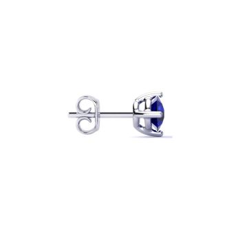 1/2 Carat Natural Blue Sapphire Stud Earrings in Sterling Silver