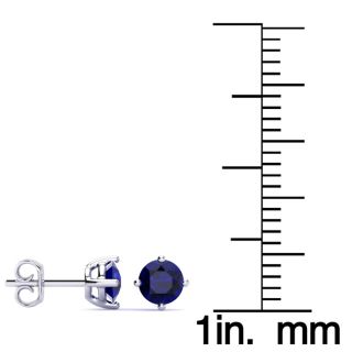 1/2 Carat Natural Blue Sapphire Stud Earrings in Sterling Silver