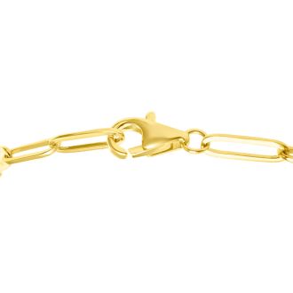 1 1/2 Carat Ruby Tennis Bracelet On 14 Karat Yellow Gold Paperclip Chain, 7 Inches