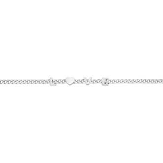 Heart Bracelet Sterling Silver Love Chain Bracelet, 8 Inches